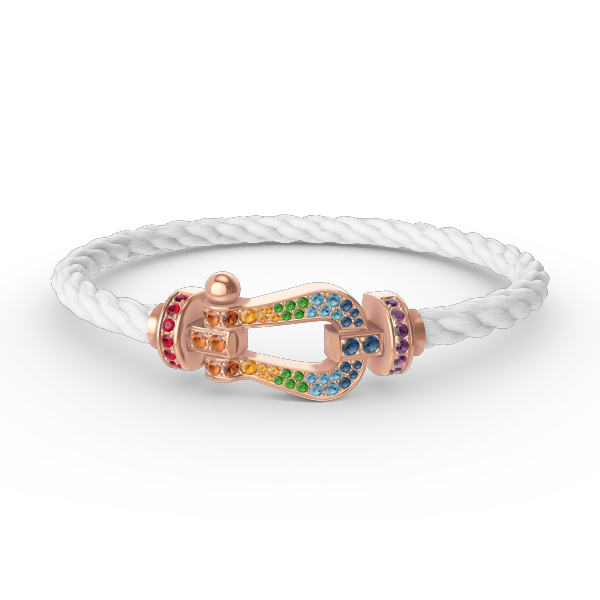 LUXEIFY FORCE LARGE HORSESHOE COLORED DIAMOND BRACELET ROSE GOLD