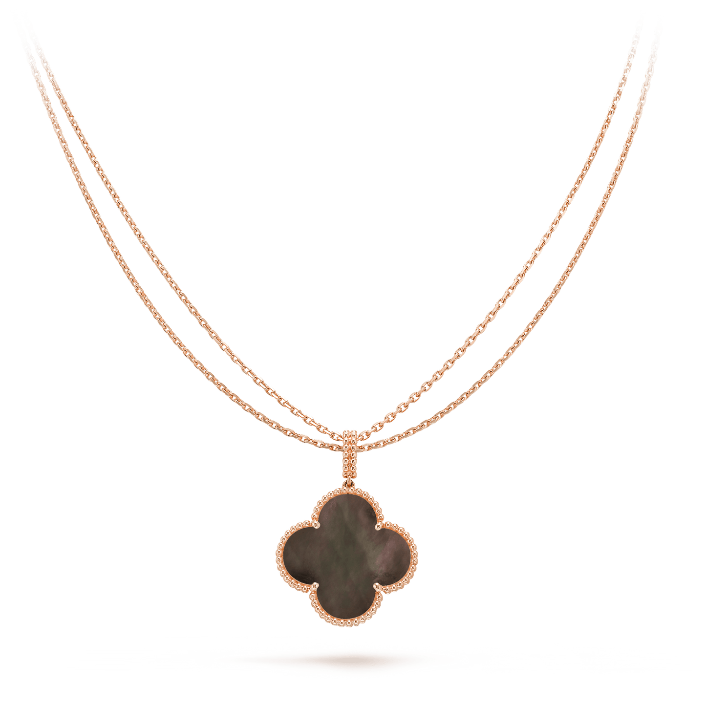 CLOVER 25MM GOLD DARK MOP BIG CLOVER NECKLACE