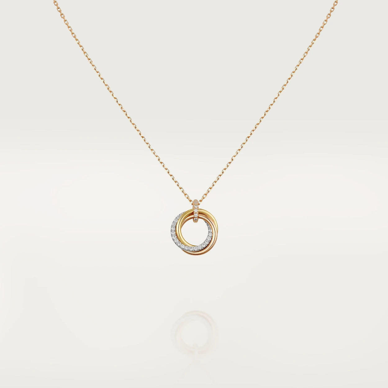 LUXEIFY TRINITY NECKLACE SILVER GOLD PINK GOLD DIAMONDS