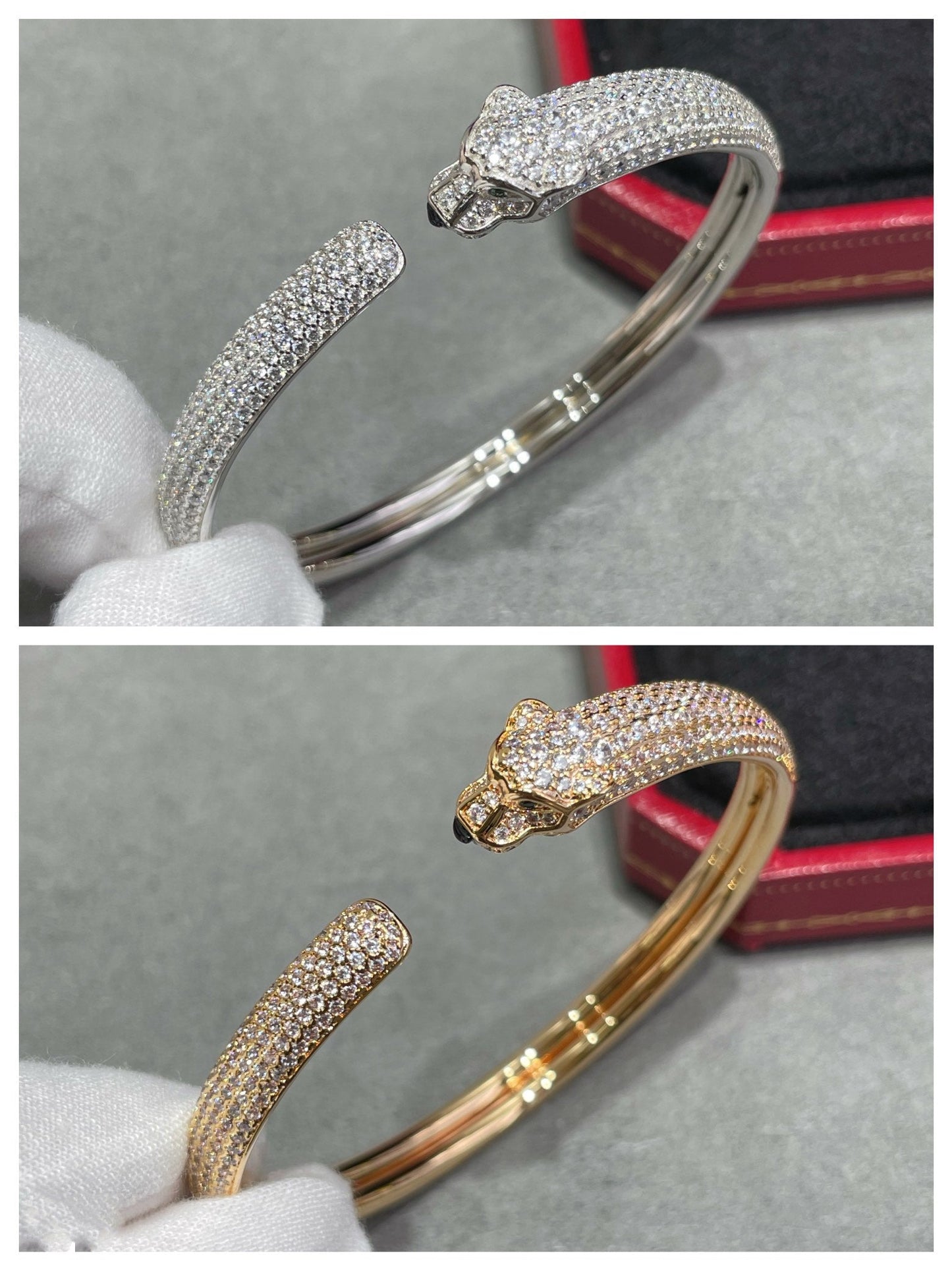 LUXEIFY PANTHERE FULL DIAMOND OPEN BRACELET