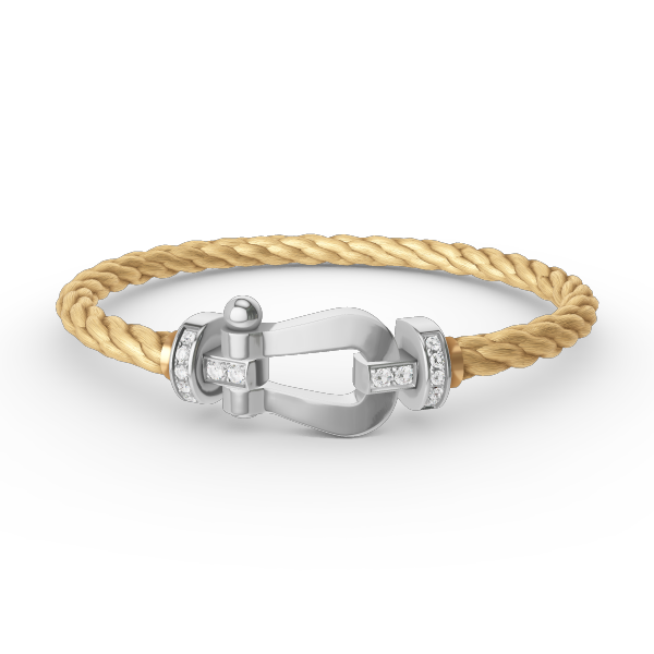 LUXEIFY FORCE LARGE HORSESHOE HALF DIAMOND BRACELET SILVER