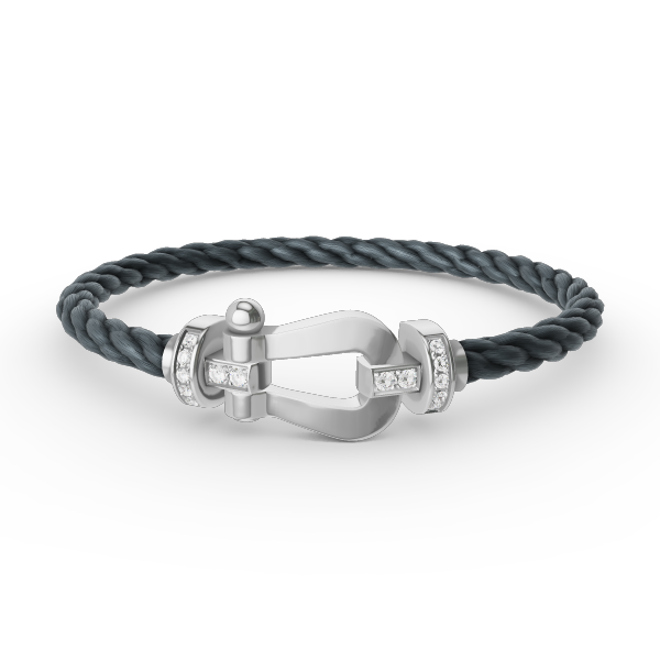 LUXEIFY FORCE LARGE HORSESHOE HALF DIAMOND BRACELET SILVER