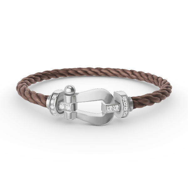 LUXEIFY FORCE LARGE HORSESHOE HALF DIAMOND BRACELET SILVER