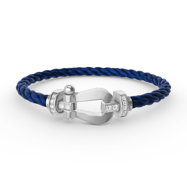 LUXEIFY FORCE LARGE HORSESHOE HALF DIAMOND BRACELET SILVER