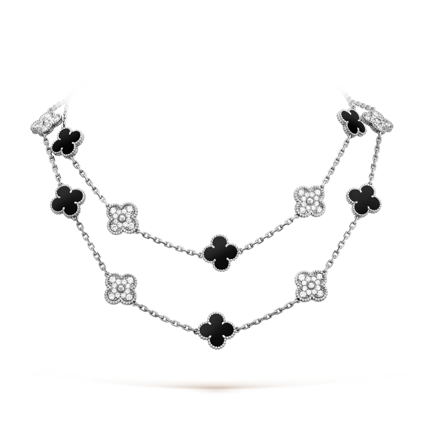 CLOVER 20 MOTIFS ONYX DIAMOND SILVER