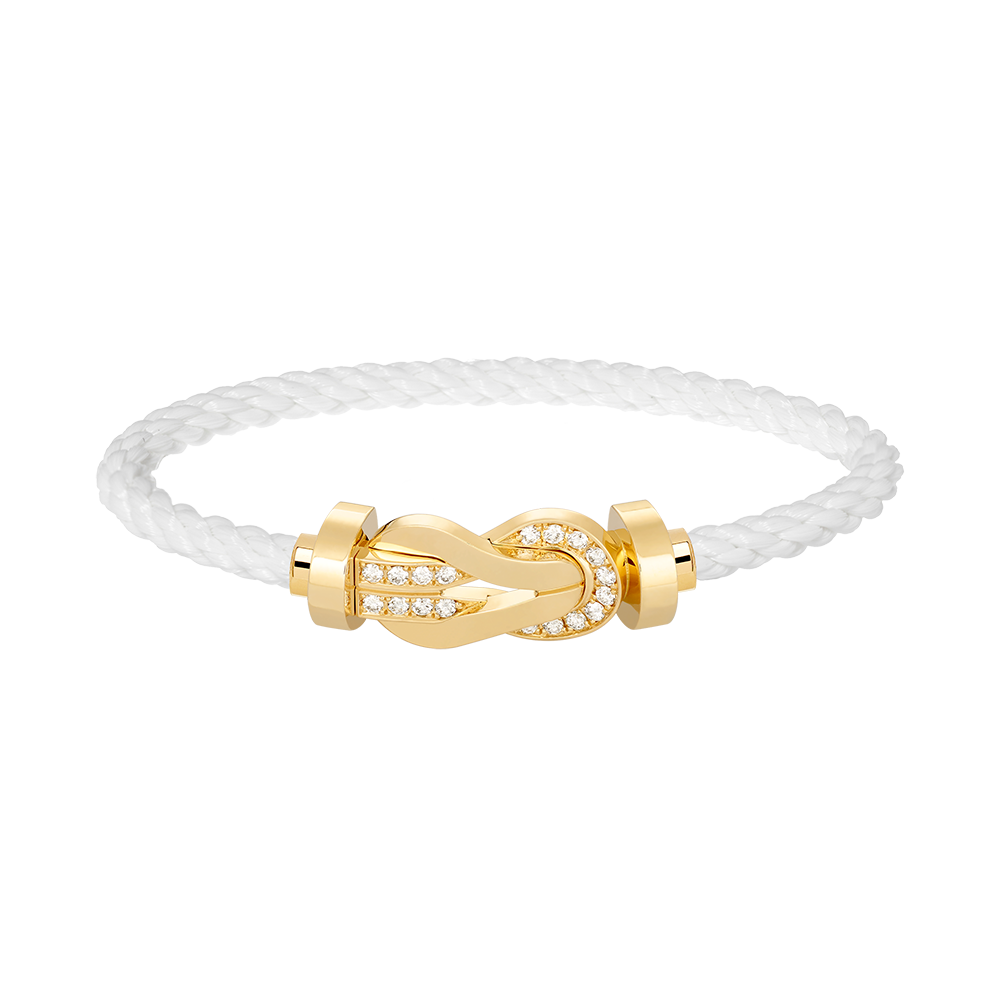 LUXEIFY CHANCE LARGE 8 FIGURE BUCKLE HALF DIAMOND BRACELET GOLD