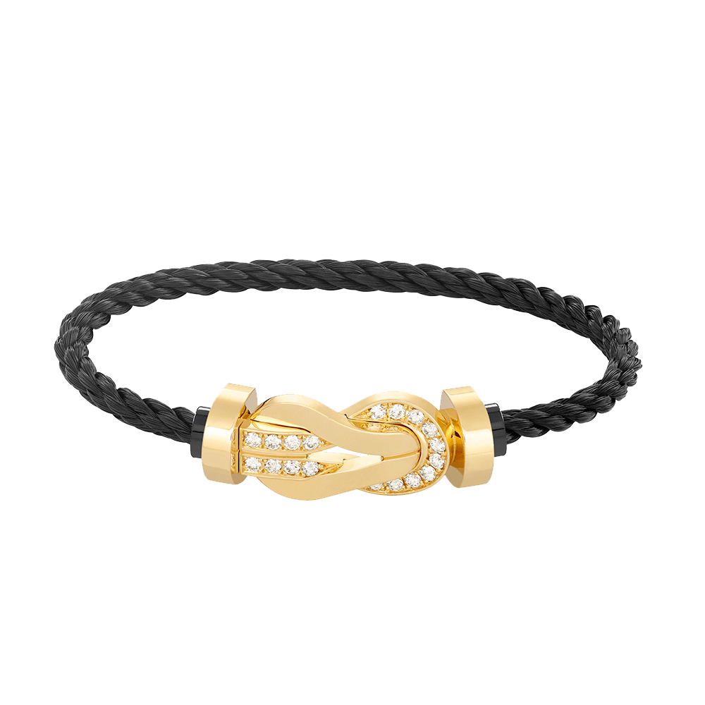 LUXEIFY CHANCE LARGE 8 FIGURE BUCKLE HALF DIAMOND BRACELET GOLD