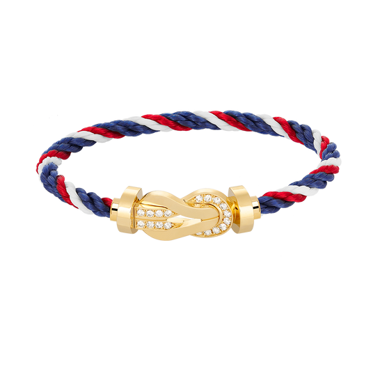 LUXEIFY CHANCE LARGE 8 FIGURE BUCKLE HALF DIAMOND BRACELET GOLD
