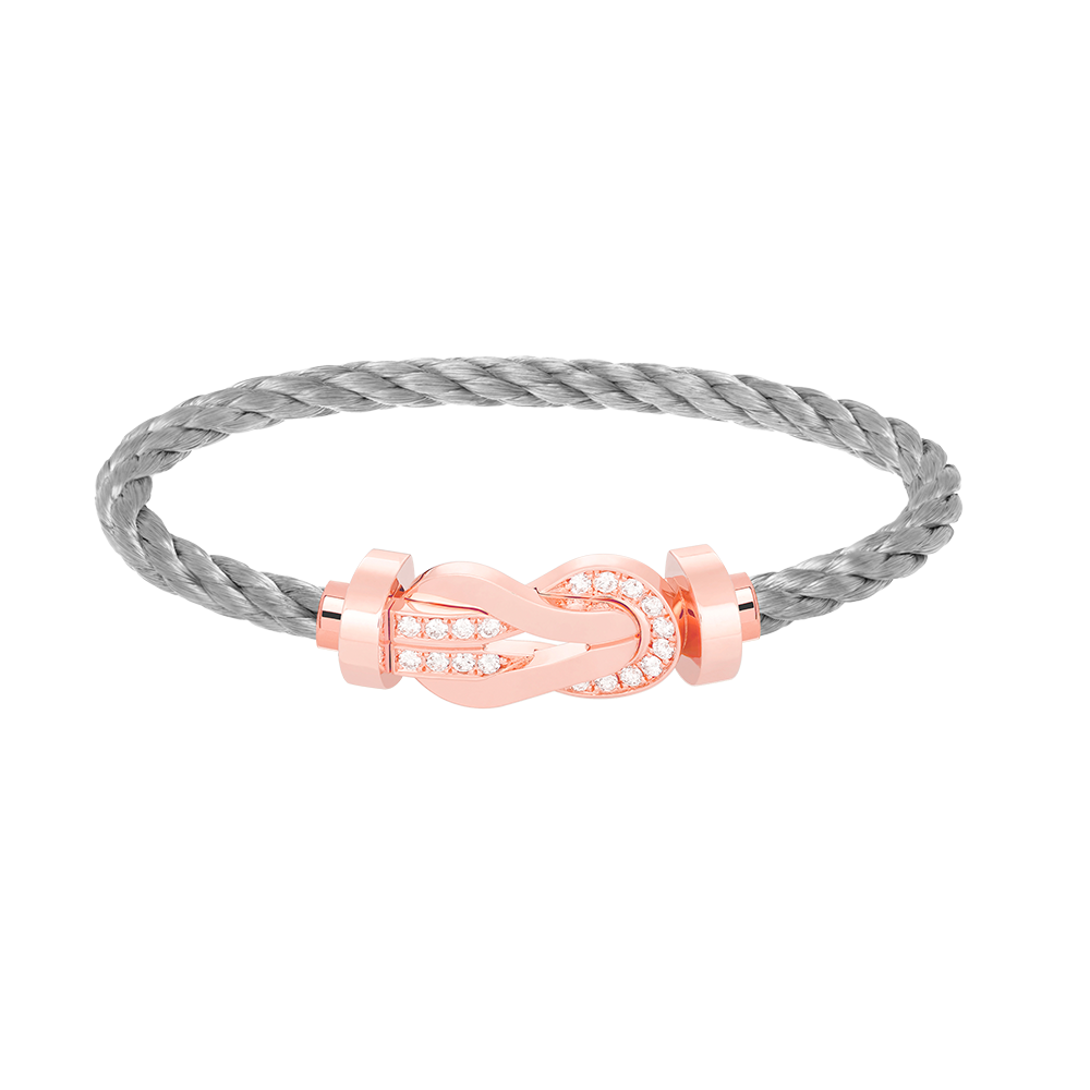 LUXEIFY CHANCE LARGE 8 FIGURE BUCKLE HALF DIAMOND BRACELET ROSE GOLD