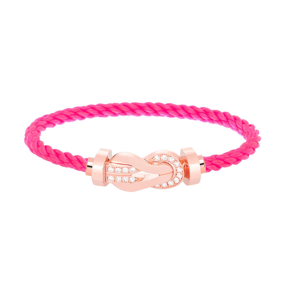 LUXEIFY CHANCE LARGE 8 FIGURE BUCKLE HALF DIAMOND BRACELET ROSE GOLD