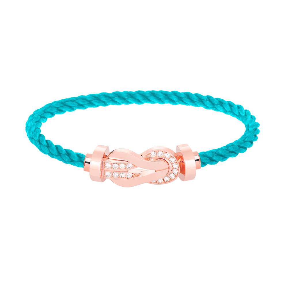LUXEIFY CHANCE LARGE 8 FIGURE BUCKLE HALF DIAMOND BRACELET ROSE GOLD