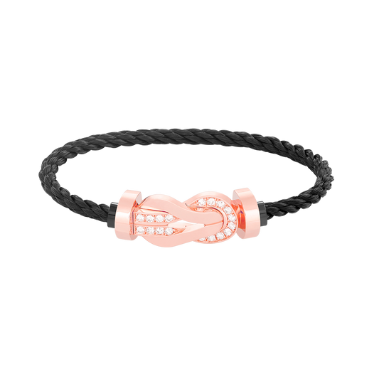 LUXEIFY CHANCE LARGE 8 FIGURE BUCKLE HALF DIAMOND BRACELET ROSE GOLD