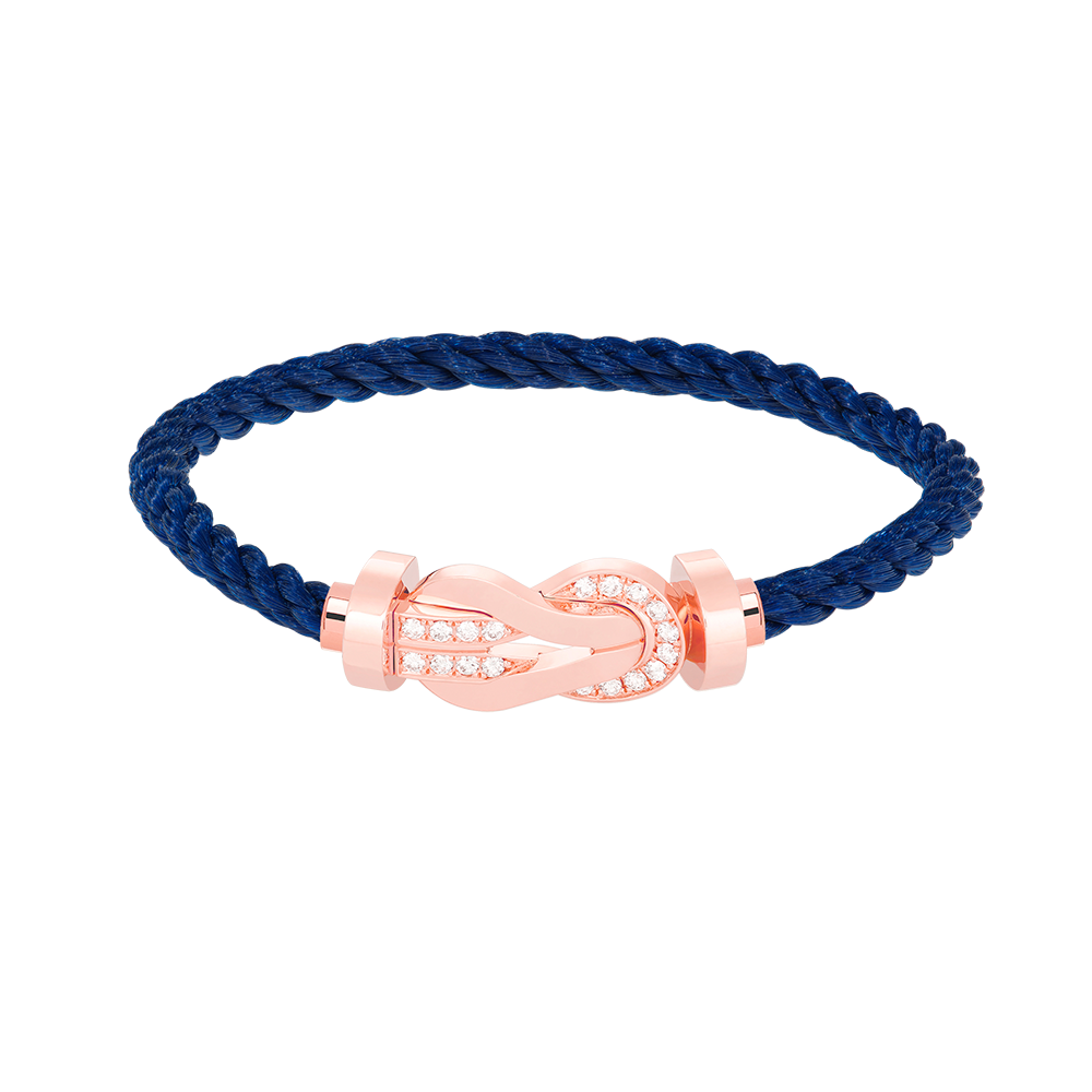 LUXEIFY CHANCE LARGE 8 FIGURE BUCKLE HALF DIAMOND BRACELET ROSE GOLD