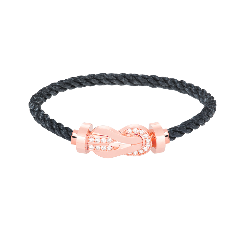 LUXEIFY CHANCE LARGE 8 FIGURE BUCKLE HALF DIAMOND BRACELET ROSE GOLD