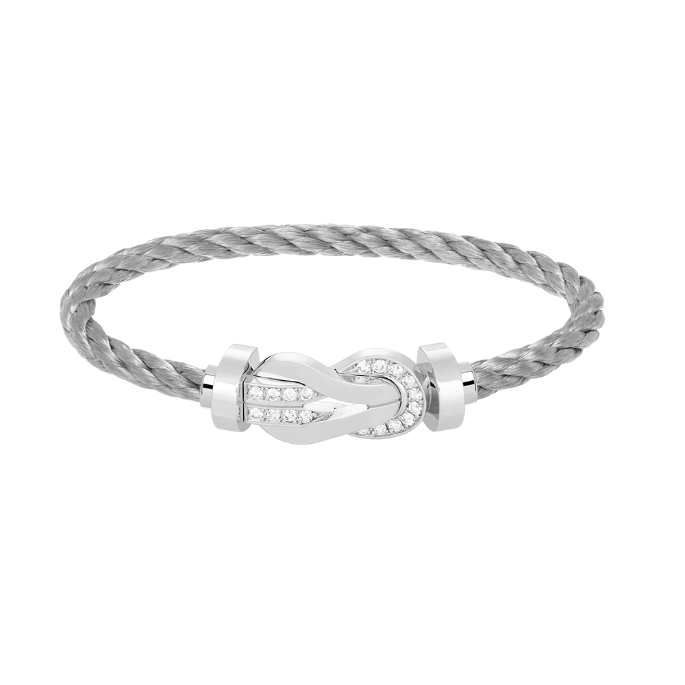 LUXEIFY CHANCE LARGE 8 FIGURE BUCKLE HALF DIAMOND BRACELET SILVER