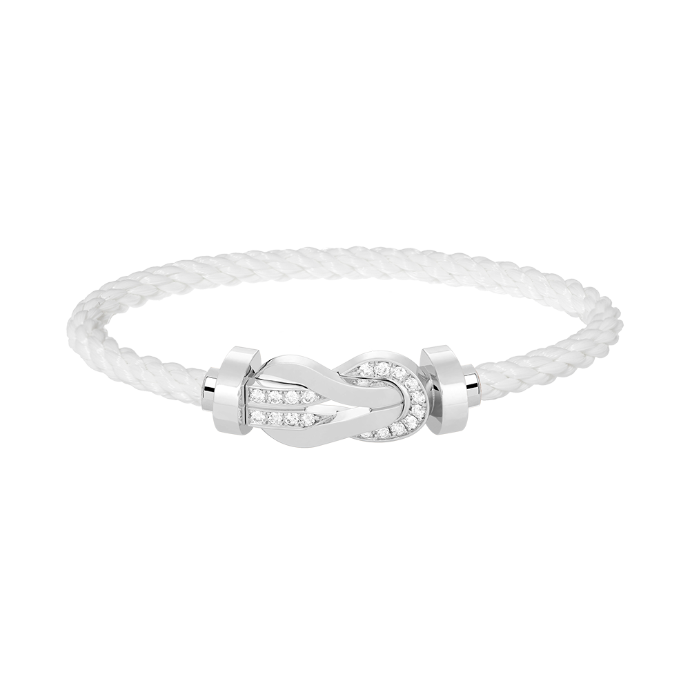 LUXEIFY CHANCE LARGE 8 FIGURE BUCKLE HALF DIAMOND BRACELET SILVER