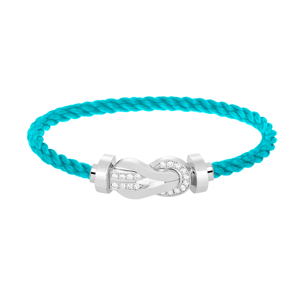 LUXEIFY CHANCE LARGE 8 FIGURE BUCKLE HALF DIAMOND BRACELET SILVER