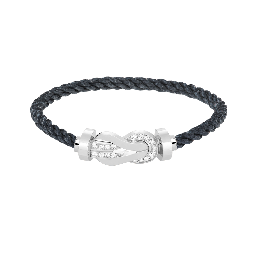 LUXEIFY CHANCE LARGE 8 FIGURE BUCKLE HALF DIAMOND BRACELET SILVER