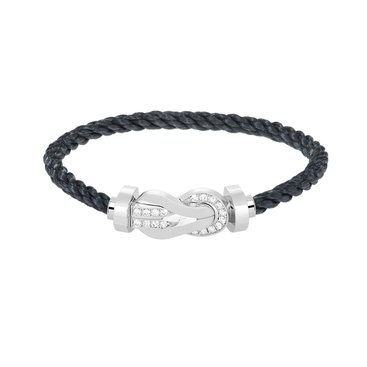 LUXEIFY CHANCE LARGE 8 FIGURE BUCKLE HALF DIAMOND BRACELET SILVER