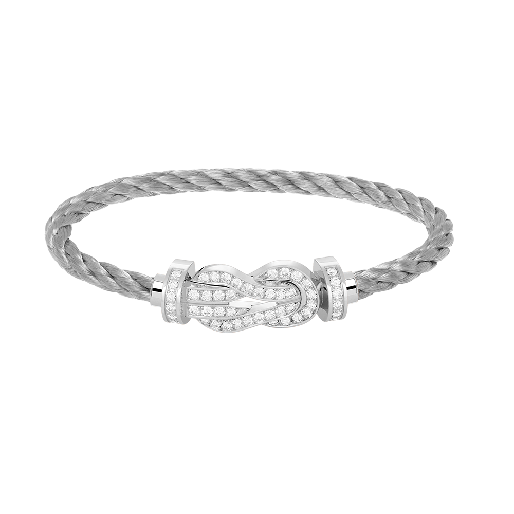 LUXEIFY CHANCE LARGE 8 FIGURE BUCKLE FULL DIAMOND BRACELET SILVER