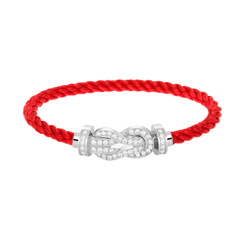 LUXEIFY CHANCE LARGE 8 FIGURE BUCKLE FULL DIAMOND BRACELET SILVER