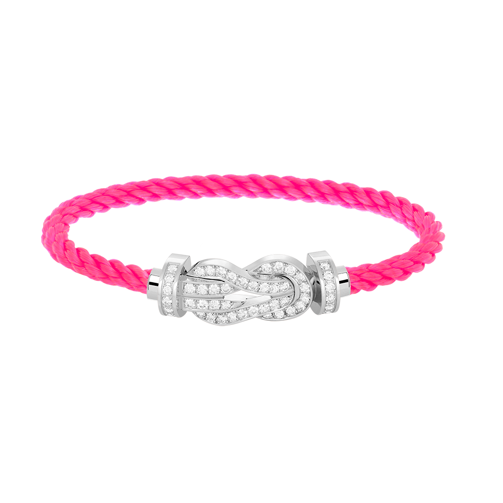 LUXEIFY CHANCE LARGE 8 FIGURE BUCKLE FULL DIAMOND BRACELET SILVER