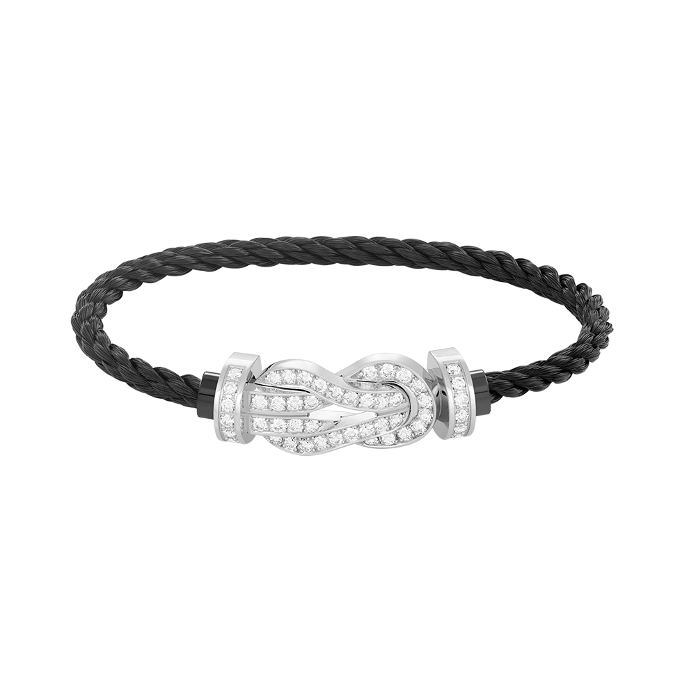 LUXEIFY CHANCE LARGE 8 FIGURE BUCKLE FULL DIAMOND BRACELET SILVER