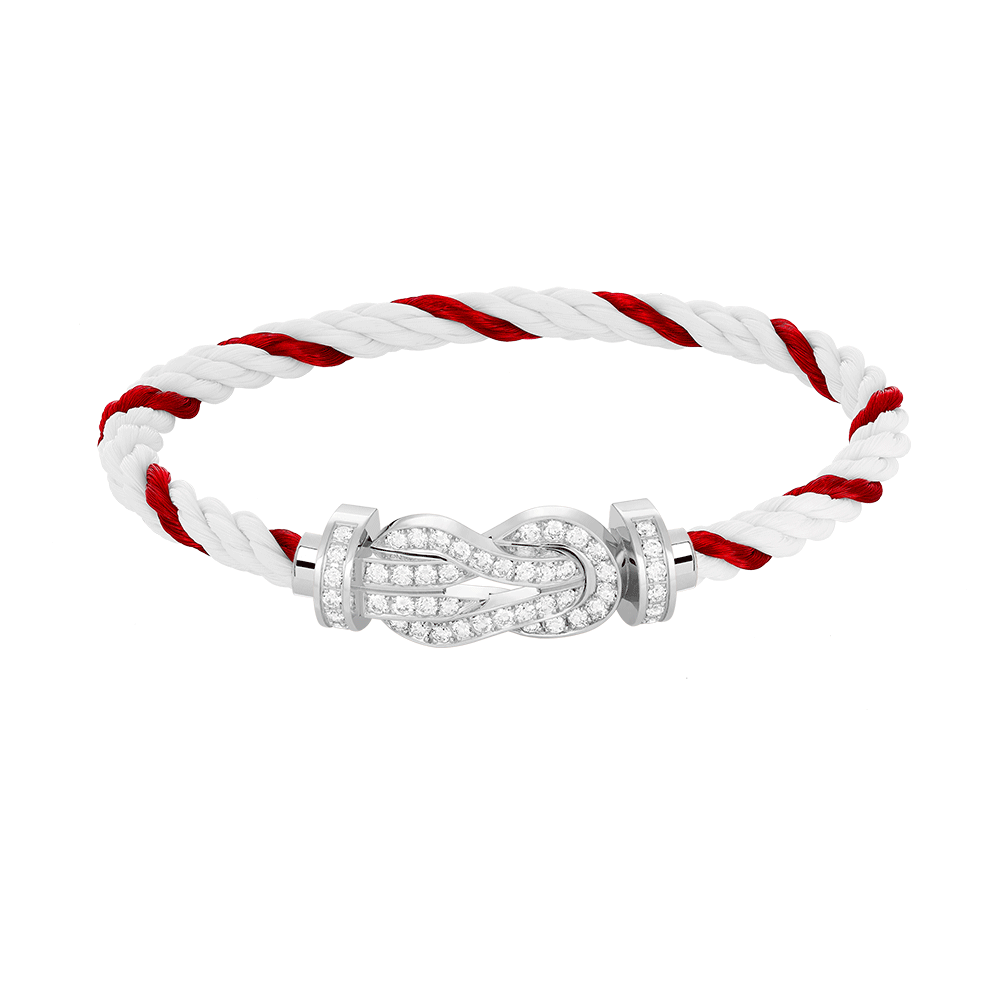 LUXEIFY CHANCE LARGE 8 FIGURE BUCKLE FULL DIAMOND BRACELET SILVER
