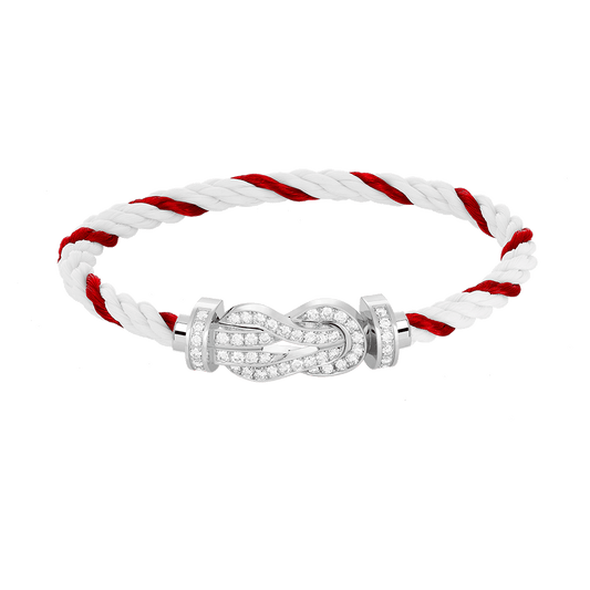 LUXEIFY CHANCE LARGE 8 FIGURE BUCKLE FULL DIAMOND BRACELET SILVER