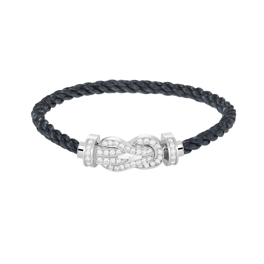 LUXEIFY CHANCE LARGE 8 FIGURE BUCKLE FULL DIAMOND BRACELET SILVER