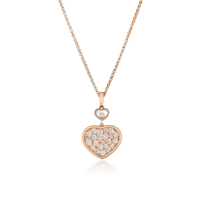 LUXEIFY HAPPY HEART NECKLACE PINK GOLD FULL DIAMOND