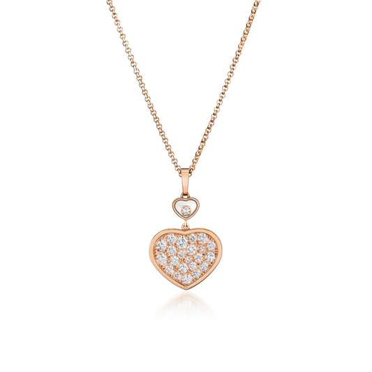 LUXEIFY HAPPY HEART NECKLACE PINK GOLD FULL DIAMOND