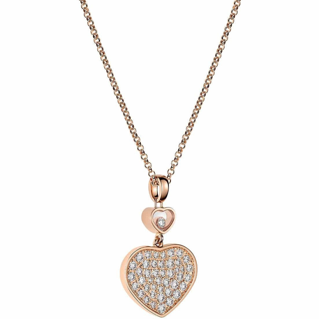 LUXEIFY HAPPY HEART NECKLACE PINK GOLD FULL DIAMOND
