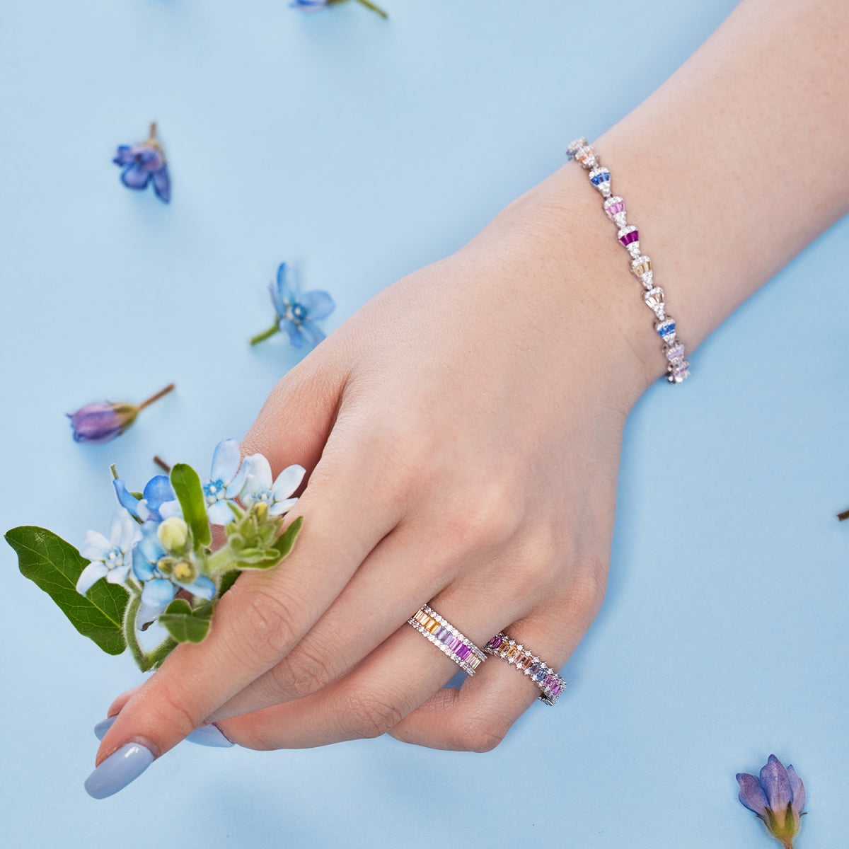 [HOT] Anillo diario delicado con corte esmeralda caleidoscópico