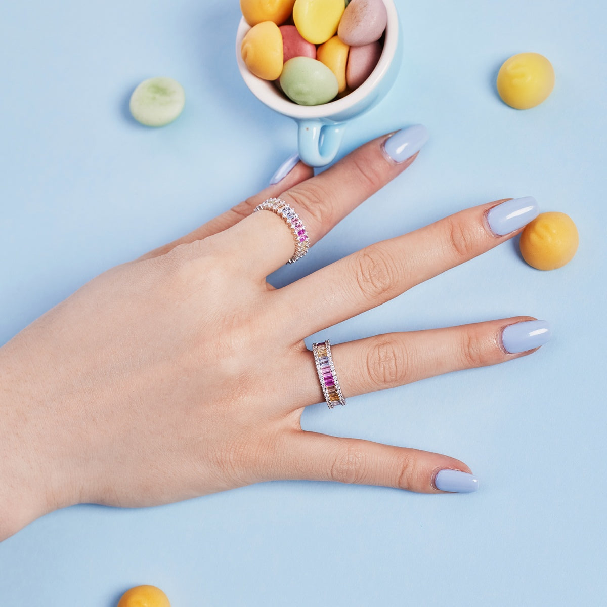 [HOT] Anillo diario delicado con corte esmeralda caleidoscópico