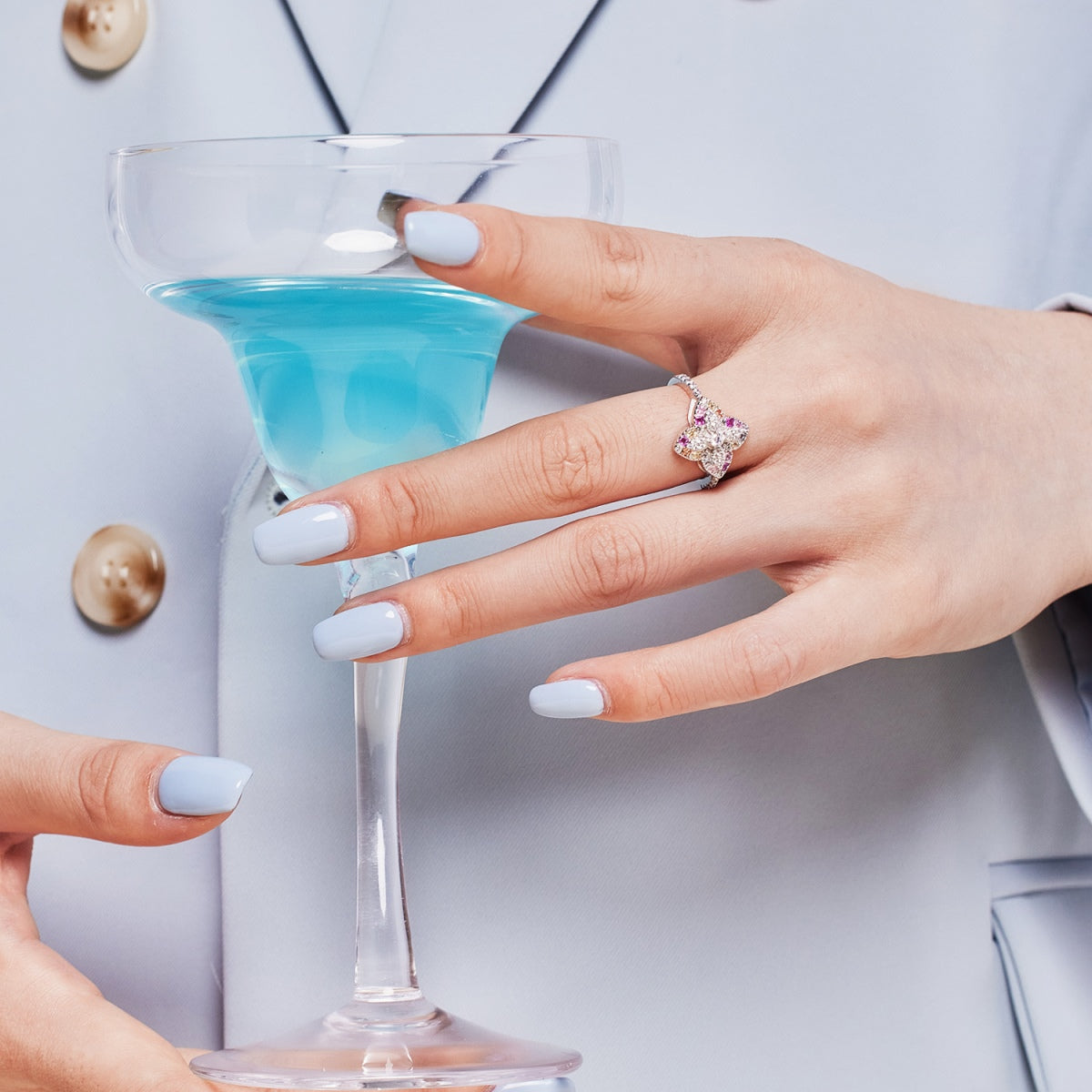 [CALIENTE] Anillo de banquete de lujo con forma de flor colorida