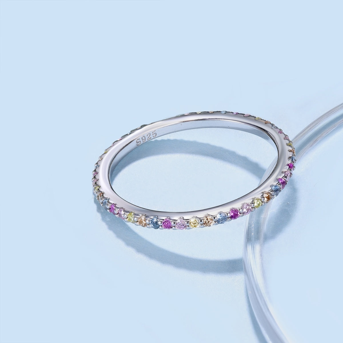 [CALIENTE]Anillo de tenis adornado con corte redondo colorido