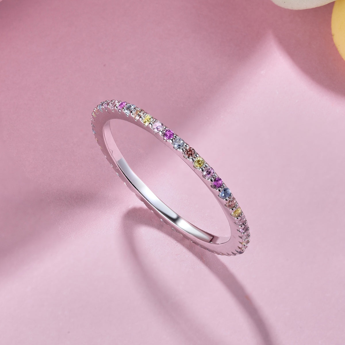 [CALIENTE]Anillo de tenis adornado con corte redondo colorido