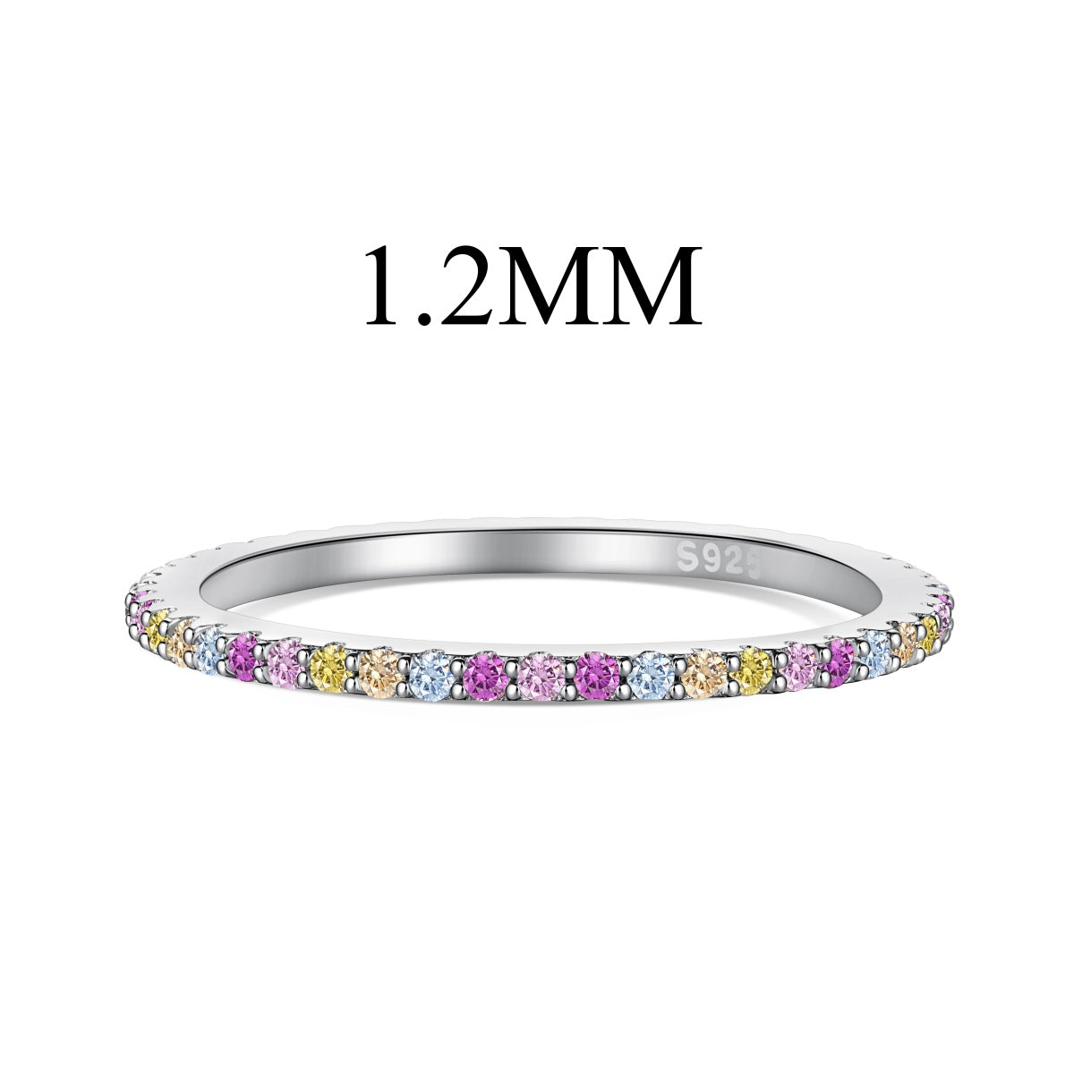 [CALIENTE]Anillo de tenis adornado con corte redondo colorido