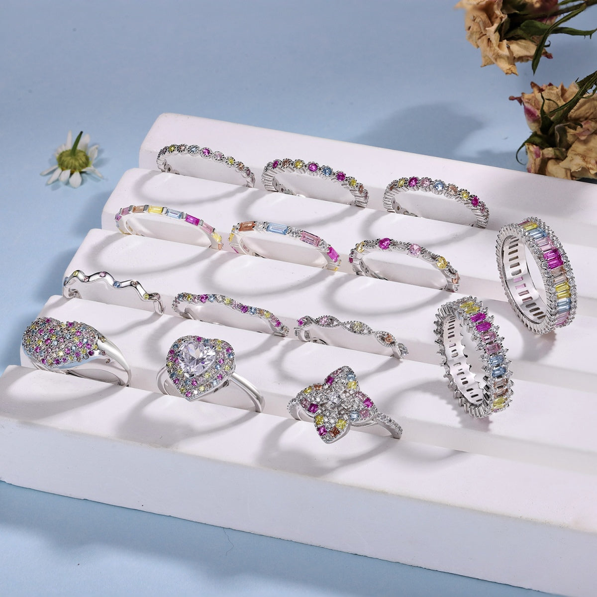 [CALIENTE] Exquisito anillo diario con corte esmeralda multicolor