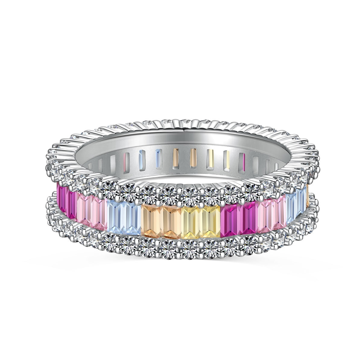 [HOT] Anillo diario delicado con corte esmeralda caleidoscópico