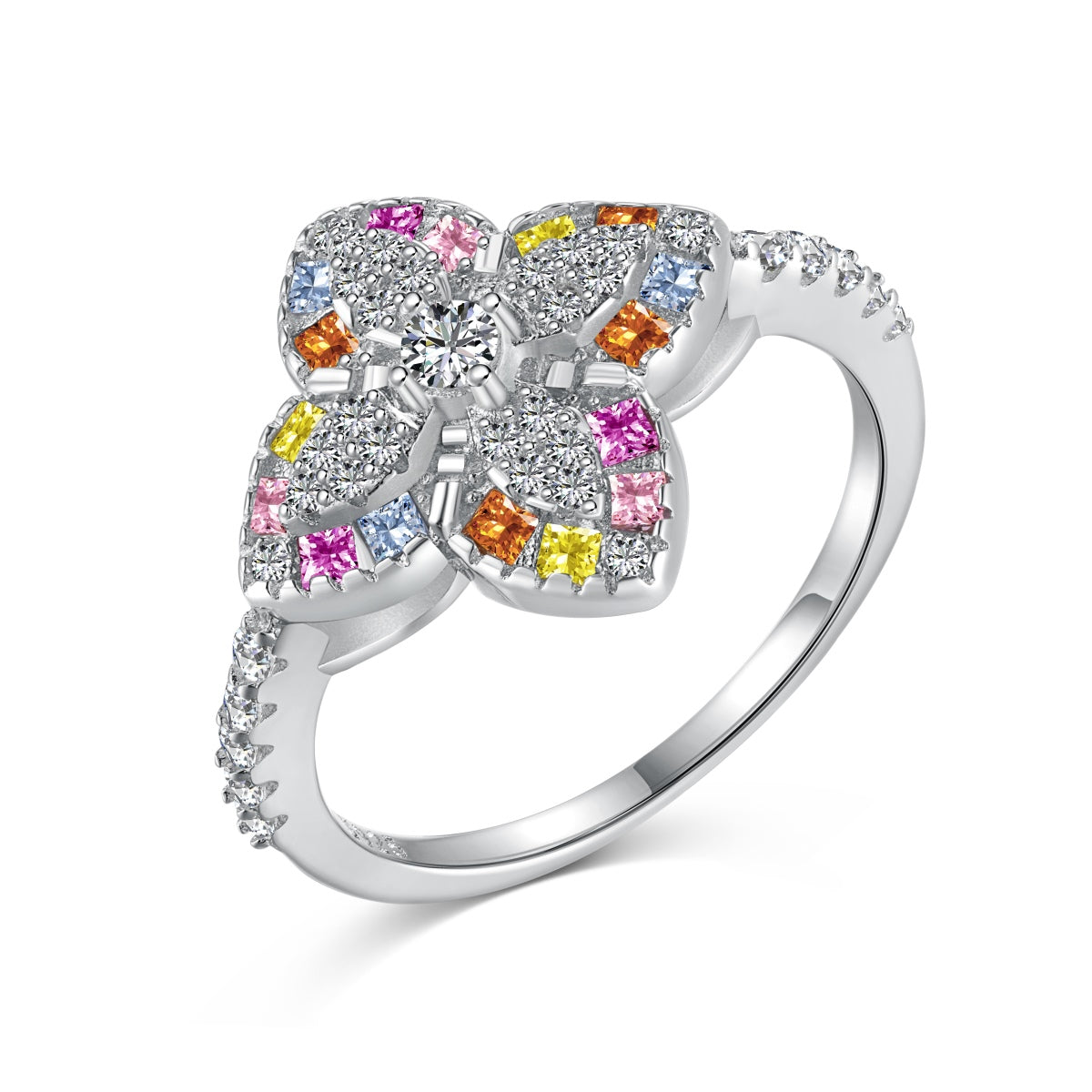 [CALIENTE] Anillo de banquete de lujo con forma de flor colorida
