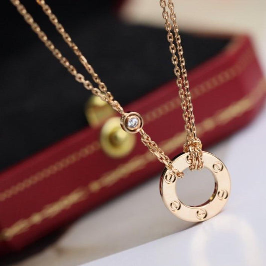 LUXEIFY LOVE NECKLACE ADJUSTABLE ROSE GOLD 2 DIAMOND
