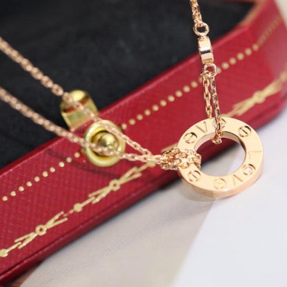 LUXEIFY LOVE NECKLACE ADJUSTABLE ROSE GOLD 2 DIAMOND