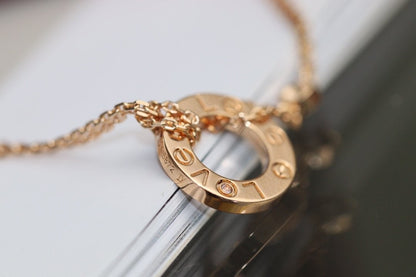 LUXEIFY LOVE NECKLACE ADJUSTABLE ROSE GOLD 2 DIAMOND