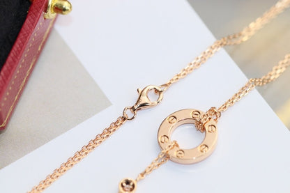 LUXEIFY LOVE NECKLACE ADJUSTABLE ROSE GOLD 2 DIAMOND