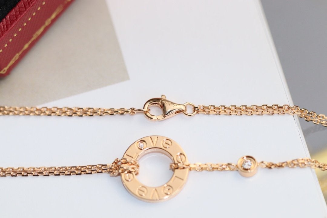 LUXEIFY LOVE NECKLACE ADJUSTABLE ROSE GOLD 2 DIAMOND
