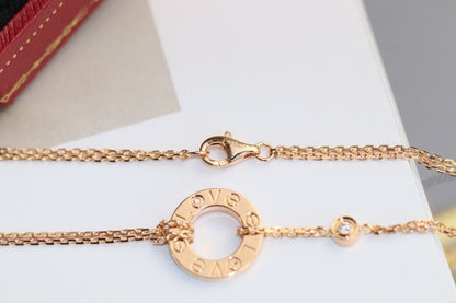 LUXEIFY LOVE NECKLACE ADJUSTABLE ROSE GOLD 2 DIAMOND