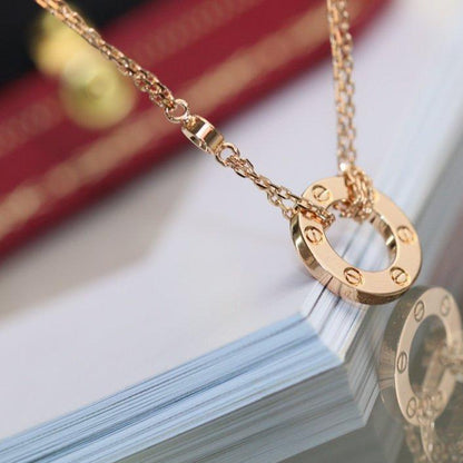 LUXEIFY LOVE NECKLACE ADJUSTABLE ROSE GOLD 2 DIAMOND