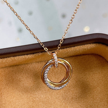 LUXEIFY TRINITY NECKLACE SILVER GOLD PINK GOLD DIAMONDS